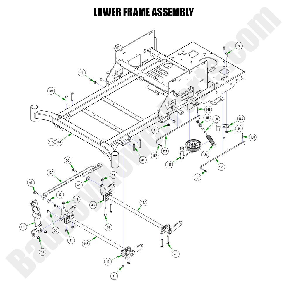 3305 - Bad Boy Mower Parts Lookup > 2023 > MZ Magnum > Lower Frame Assembly